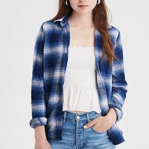 American Eagle Blue Ah-mazingly Soft Bf Flannel